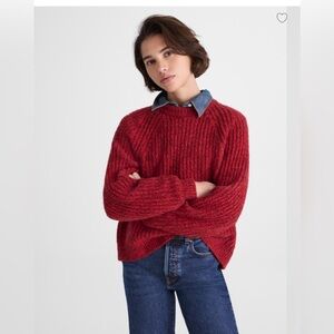 Madewell Ribbed Cotton Wool Mix Chunky Knit Oversized Semi-Cropped Sweater